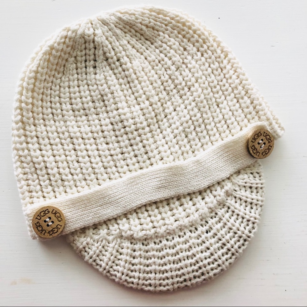 UGG Cream Cable Knit Beanie with Brim